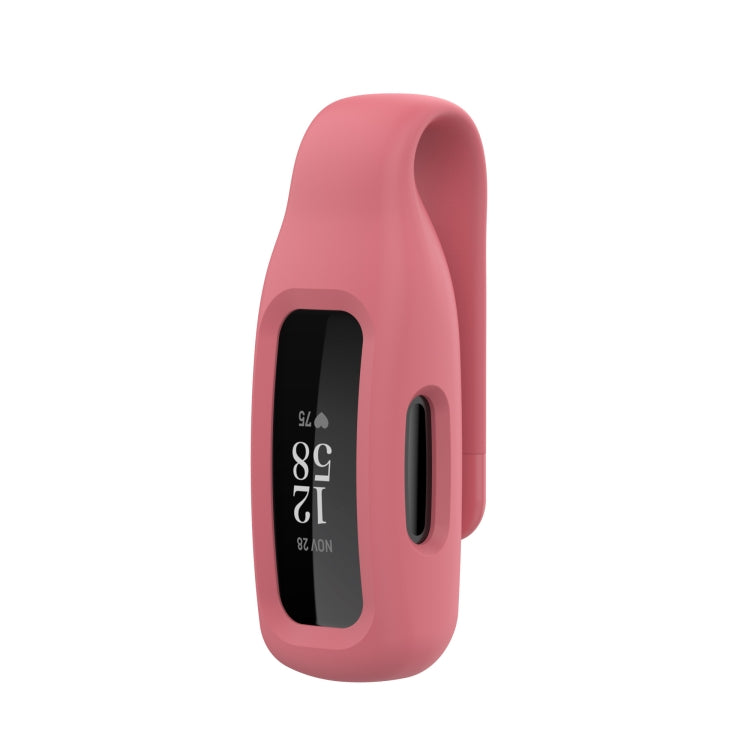 Rose pink silicone protective clip case cover for fitness tracker, front view with screen cutout