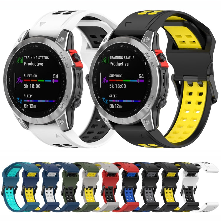 Set of two-color silicone watch bands with perforated links and metal reverse buckle