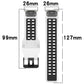 Two-color silicone watch band, white strap with black perforated section and reverse buckle