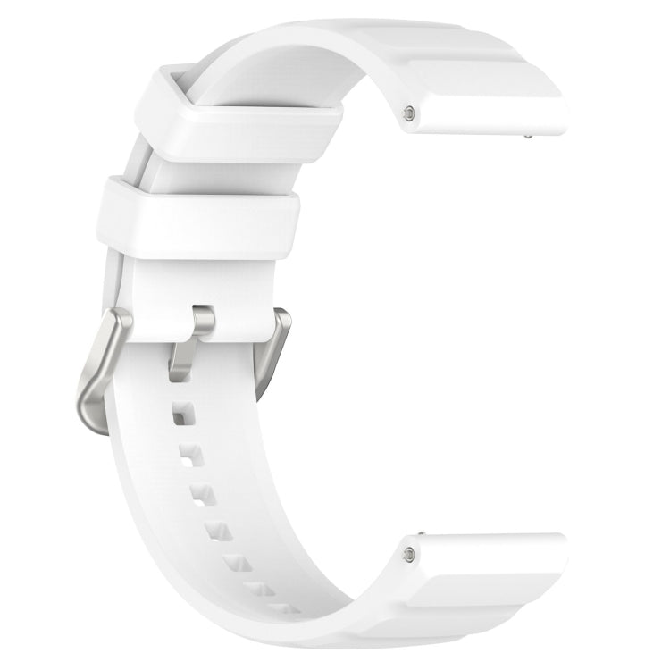 White silicone watch band with metal clasp and multiple adjustment holes