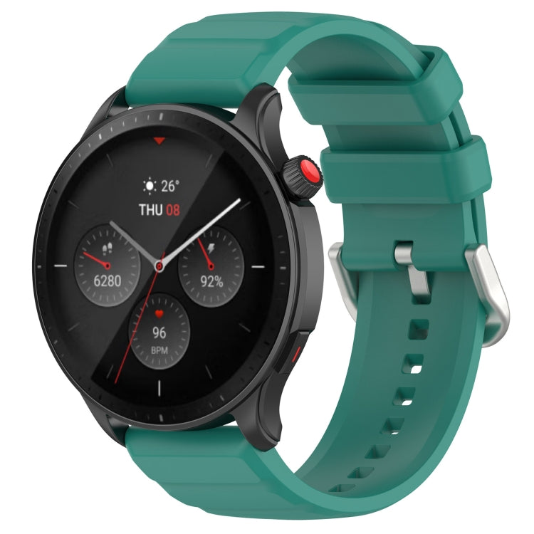 Silicone watch band with teal strap and metal pin, 22mm smartwatch band