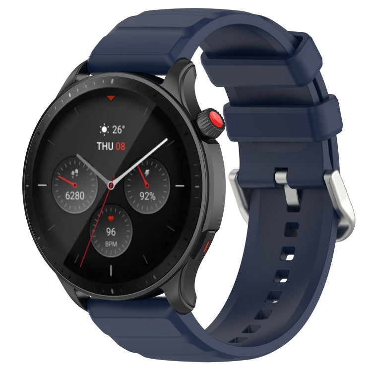 Silicone watch band with navy strap and metal pin, 22mm smartwatch band