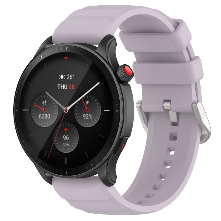 Silicone watch band with light purple-pink strap and metal pin, 22mm smartwatch band