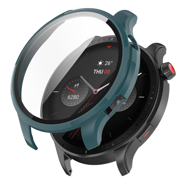 Pine green protective watch case with integrated tempered glass screen cover