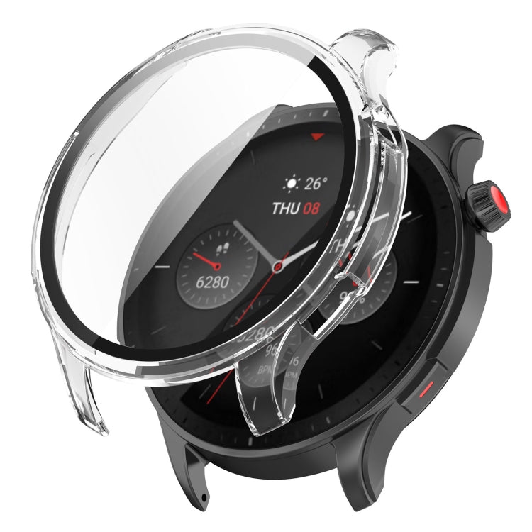 Transparent protective watch case with integrated tempered glass screen cover