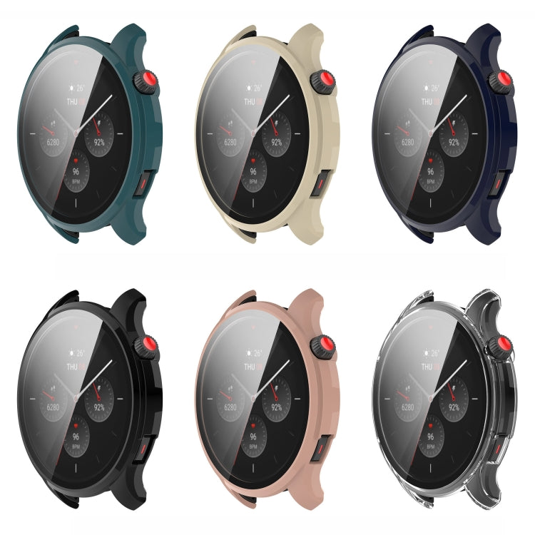 Integrated tempered-glass watch case for Amazfit GTR 4 / GTR 4 Pro, multiple colors shown
