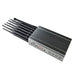 Mobile signal jammer with long black antenna rods and vented front panel