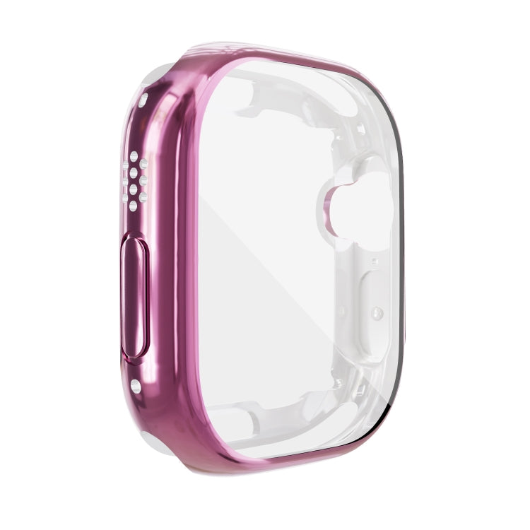 Pink TPU shockproof Apple Watch case with transparent front cover and side button cutout