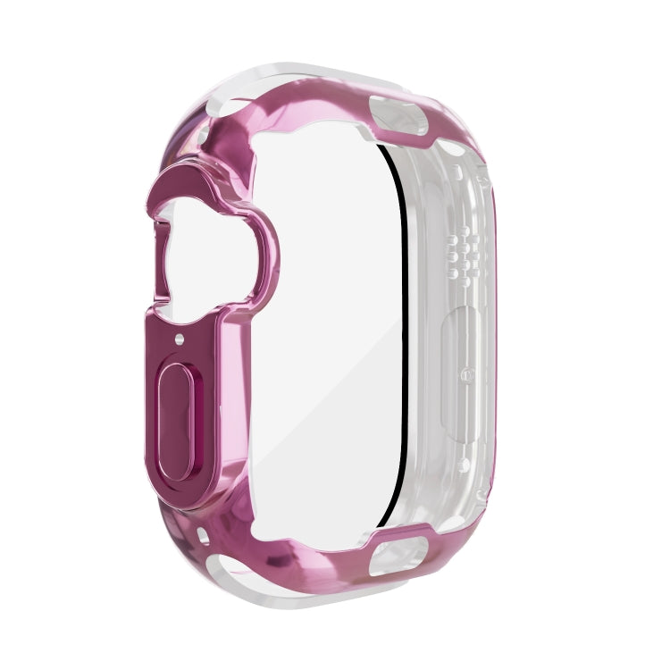 Pink TPU shockproof Apple Watch case with transparent front and exposed dial opening