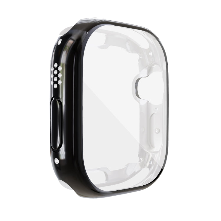 Black TPU shockproof Apple Watch case with transparent front cover and side button cutout