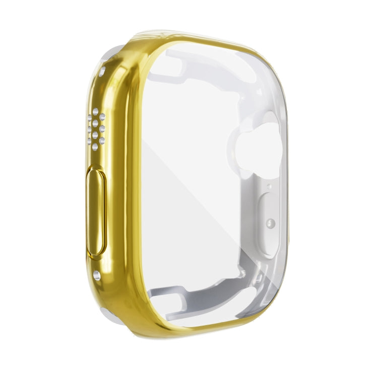 Gold TPU shockproof Apple Watch case with transparent front cover and dial opening
