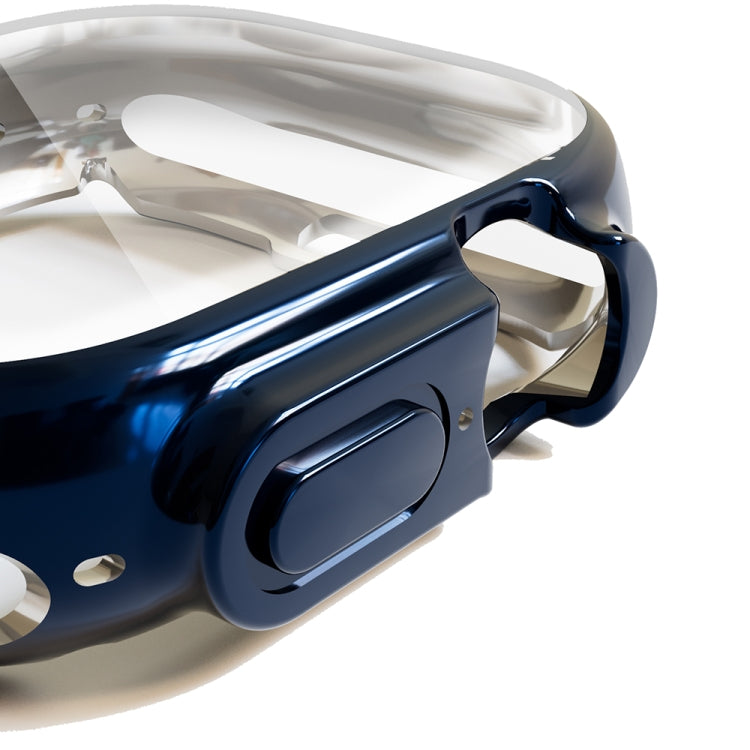 Blue TPU shockproof case for Apple Watch with raised bumper and button cutout