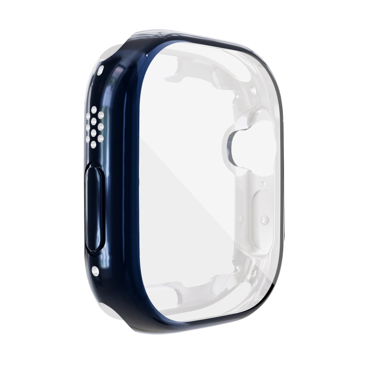 TPU shockproof Apple Watch case, all-inclusive, navy blue frame with side buttons
