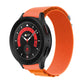 Orange nylon loop watch band with textured woven strap and adjustable clasp