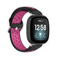 Dual-color silicone watch band with magenta and black perforated straps, for smartwatch