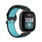 Dual-color silicone watch band with teal perforated strap and black case for smartwatch
