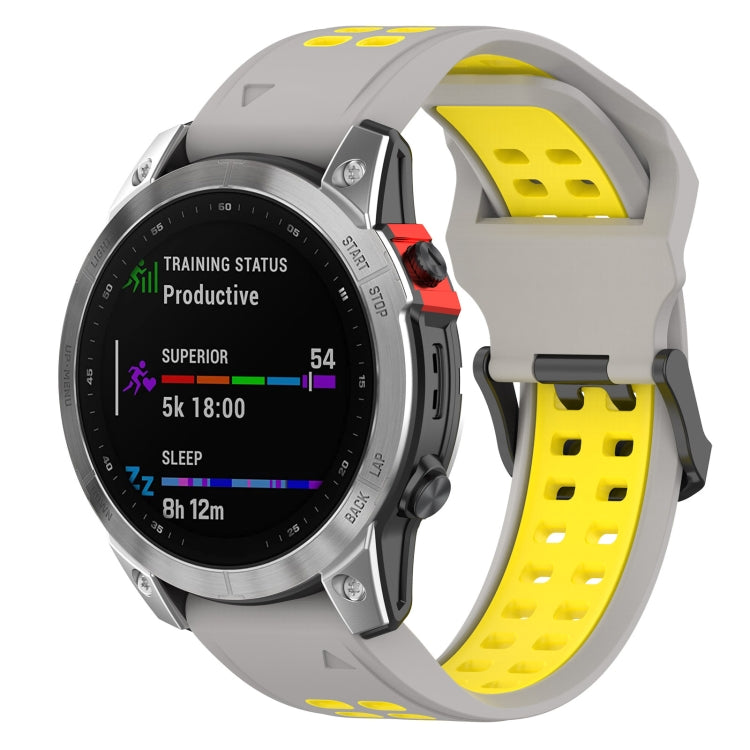 Gray silicone watch band with quick-release clasp and double-row vent holes