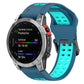 Silicone double-row watch band with dark blue strap and turquoise perforated inserts