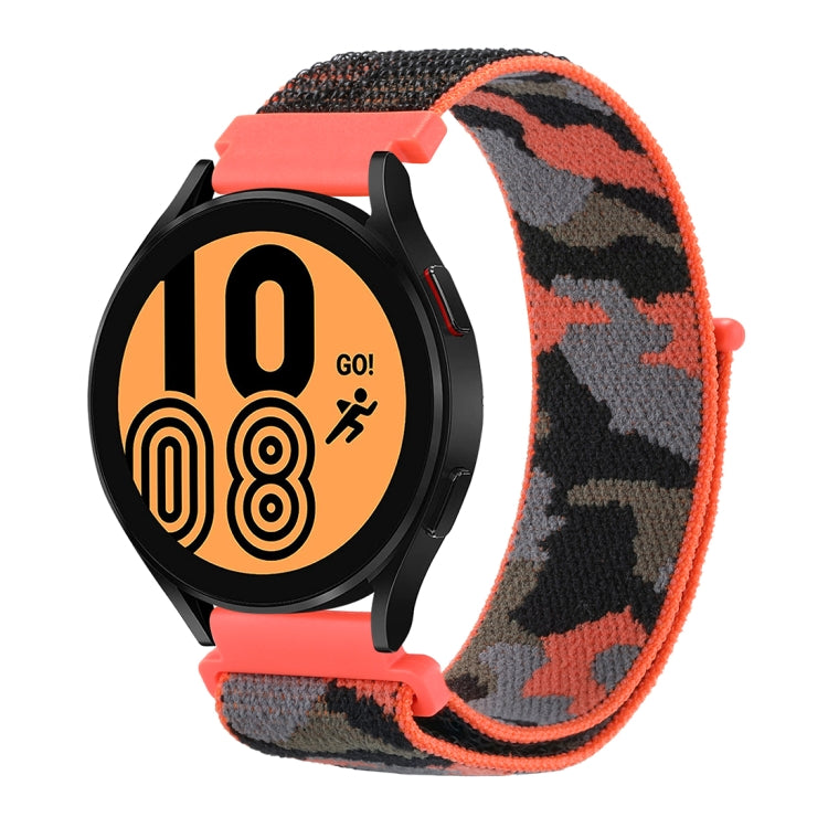 Orange camouflage nylon loop watch band with black adapter for Galaxy Watch5