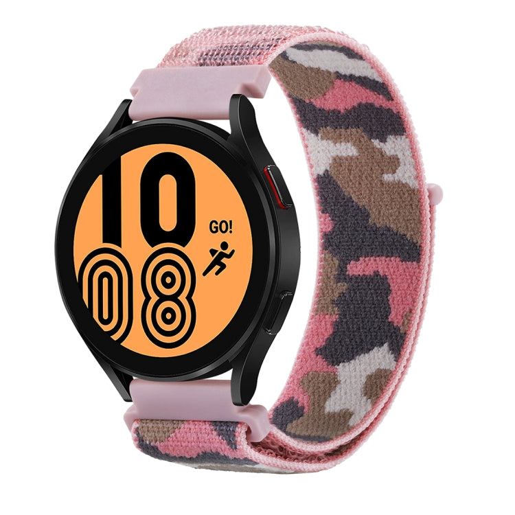 Pink camouflage nylon loop watch band with black adapter for Galaxy Watch5