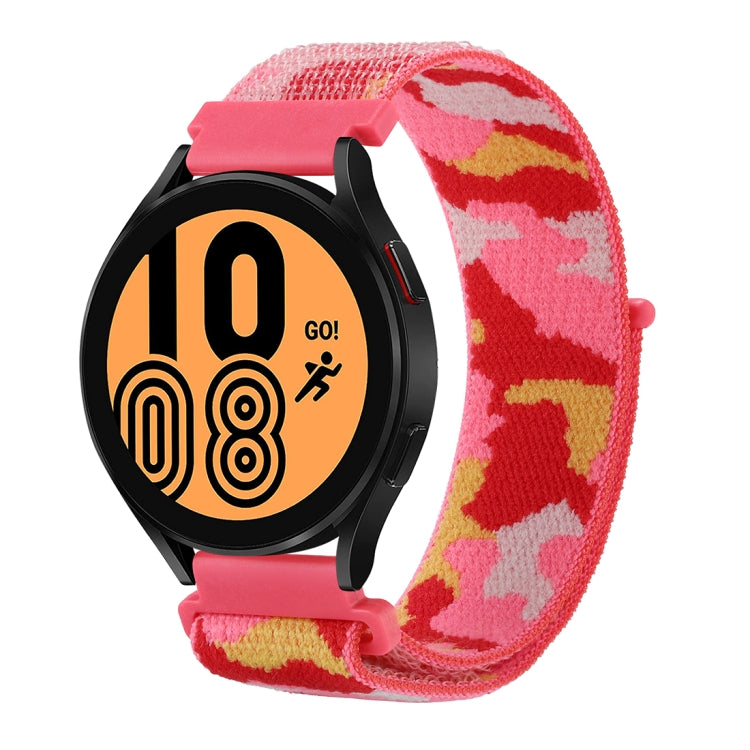 Red camouflage nylon loop watch band with pink adapter for Galaxy Watch5
