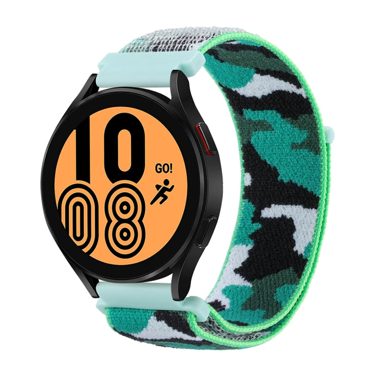 Dark green camouflage nylon loop watch band with mint adapter for Galaxy Watch5