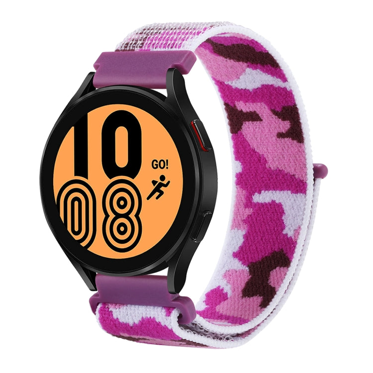 Purple camouflage nylon loop watch band with purple adapter for Galaxy Watch5