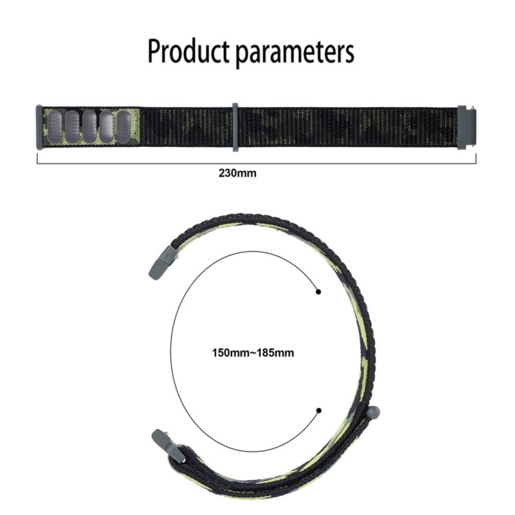 Camo nylon loop watch band length 230mm, fits 150–185mm band size
