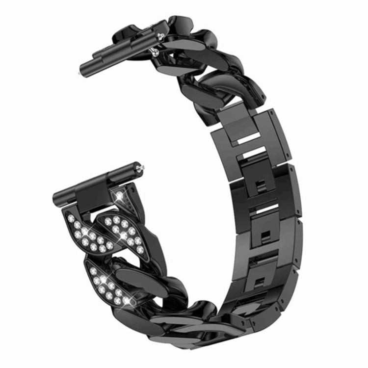 Black diamond chain smartwatch band with crystal-studded link details and clasp