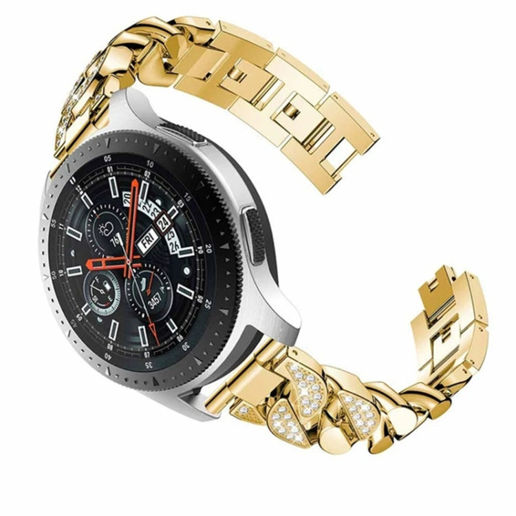 Gold diamond chain smartwatch band with crystal-studded links and metal clasp