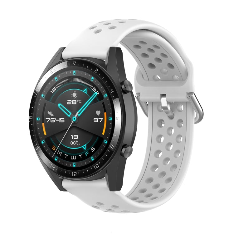 White perforated wrist strap with metal clasp for smartwatch