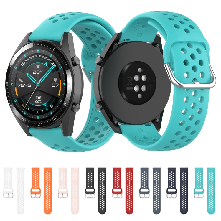 Set of perforated silicone sport watch straps with metal buckles in multiple colors