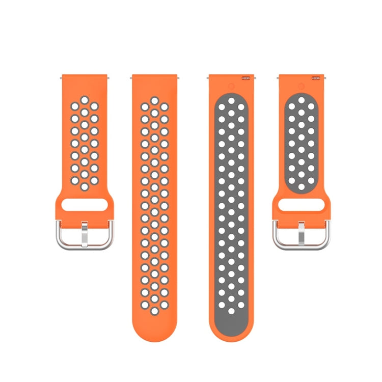 Set of two-color sport watch bands with metal clasps in orange and gray styles