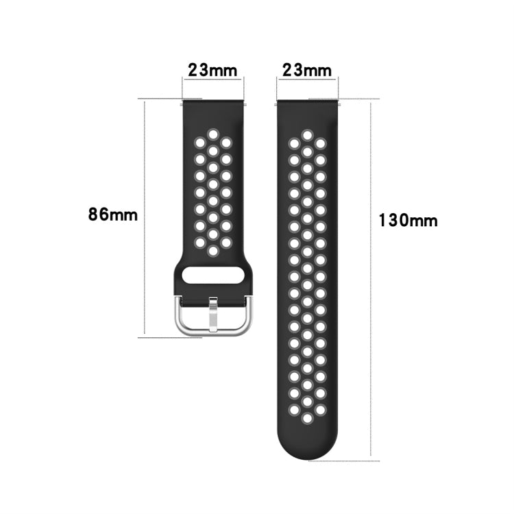 Two-color sport watch band size diagram, 23mm width with 86mm and 130mm lengths