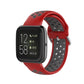 Sport watch strap for Fitbit Versa in red and dark gray, perforated holes with clasp