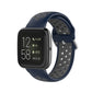 Sport watch strap for Fitbit Versa in navy and dark gray, perforated holes with clasp