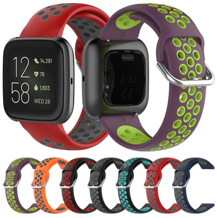 Assorted two-tone sport watch straps with perforated holes and metal clasp for Fitbit Versa