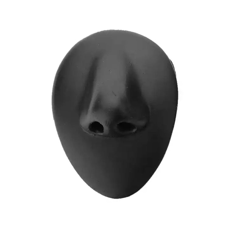 Black silicone facial feature insert with two small openings