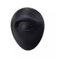 Black silicone facial feature insert with curved mouth-like indentation