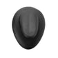 Black silicone belly button feature with oval molded surface.