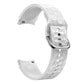White rhombus-texture silicone watch band with metal buckle clasp.