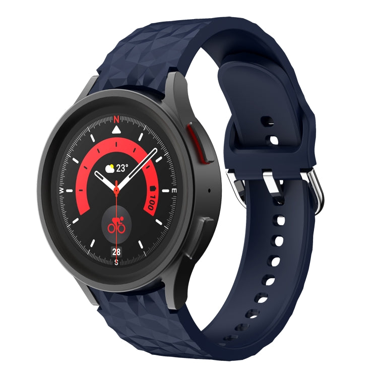 Rhombus-texture silicone watch band in midnight blue for Galaxy Watch 5/5 Pro