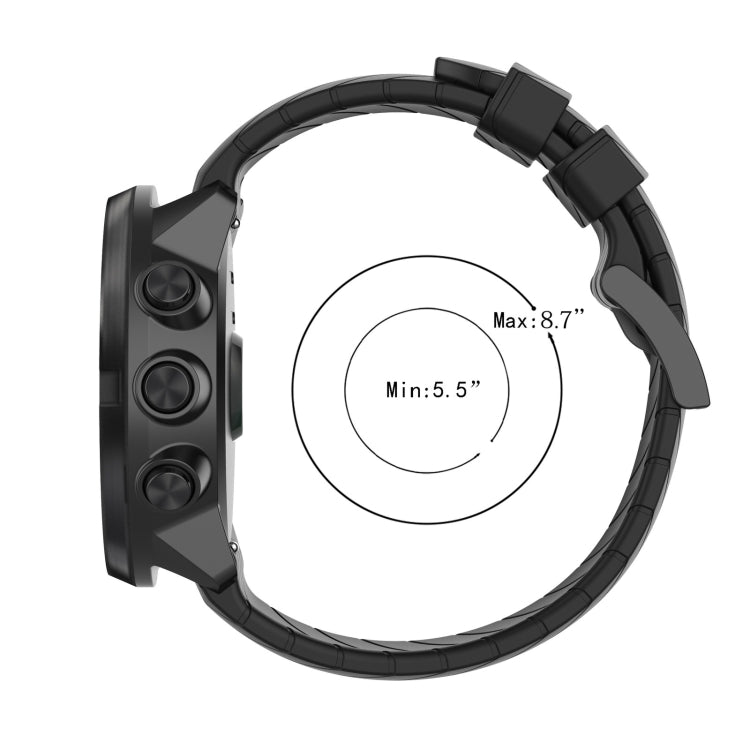 Silicone watch strap for Suunto 9 Lightning, black rubber with buckle