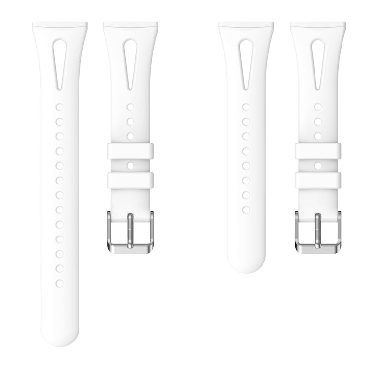 White silicone watch band strap for Fitbit Versa 3/4, water-drop perforations, buckle