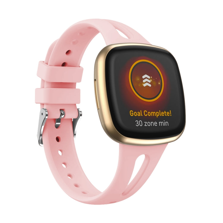Pink silicone water-drop watch band with metal buckle and pin, for Fitbit Versa 3/4