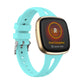 Light blue slim silicone watch band with perforations and metal clasp for Versa 3/4