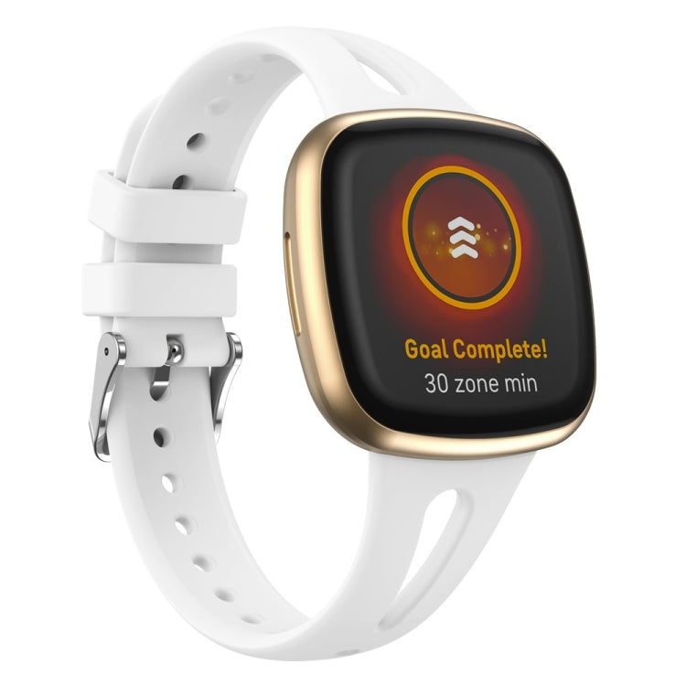 White silicone water-drop watch band with metal buckle and pin, for Fitbit Versa 3/4