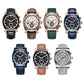 Ochstin 5111B Multifunctional Business Waterproof Luminous Leather Strap Quartz Watch