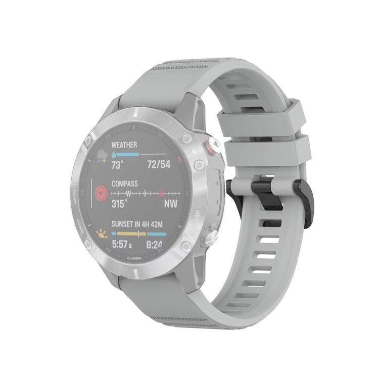 Light gray 22mm textured watch strap with plastic quick-release buckle, front view
