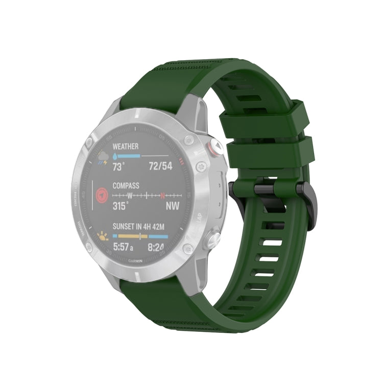 Army green 22mm textured watch strap with plastic quick-release buckle, front view